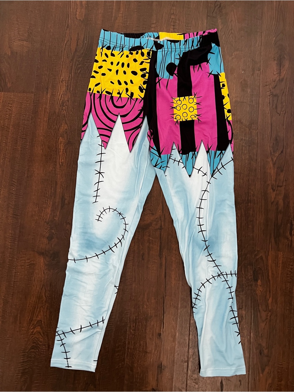 Sally Nightmare Before Christmas Colorblock Patchwork Leggings